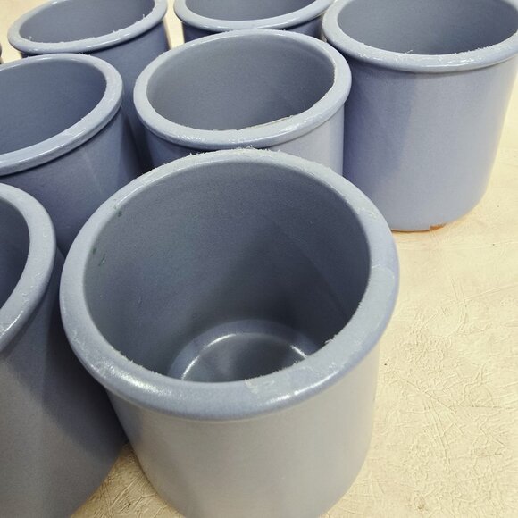 Set of 8 Fermière Cermer Yogurt Pots Crocks Jars French Blue - Picture 11 of 11